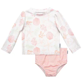 2-Piece Baby Girls UPF 50  Shells Rash Guard & Swim Bottoms Set