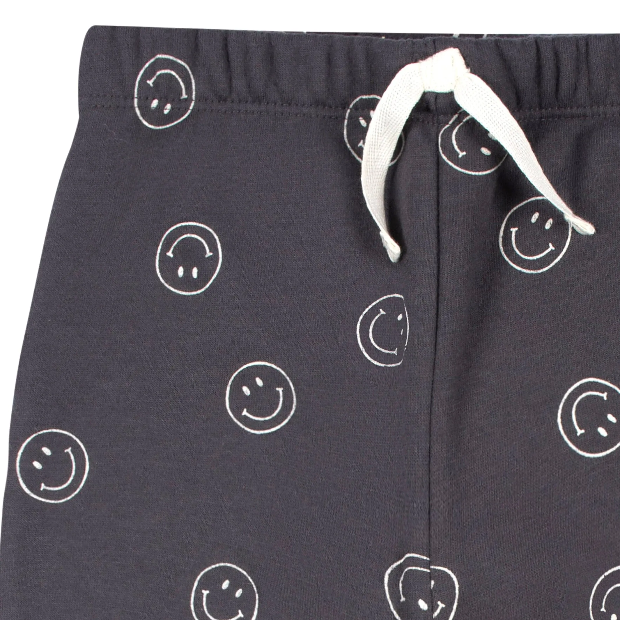 2-Piece Infant and Toddler Boys Charcoal Smiley Sweatshirt & Pant Set