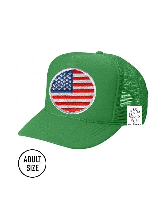 ADULT Trucker Hat with Interchangeable Velcro Patch (Green)