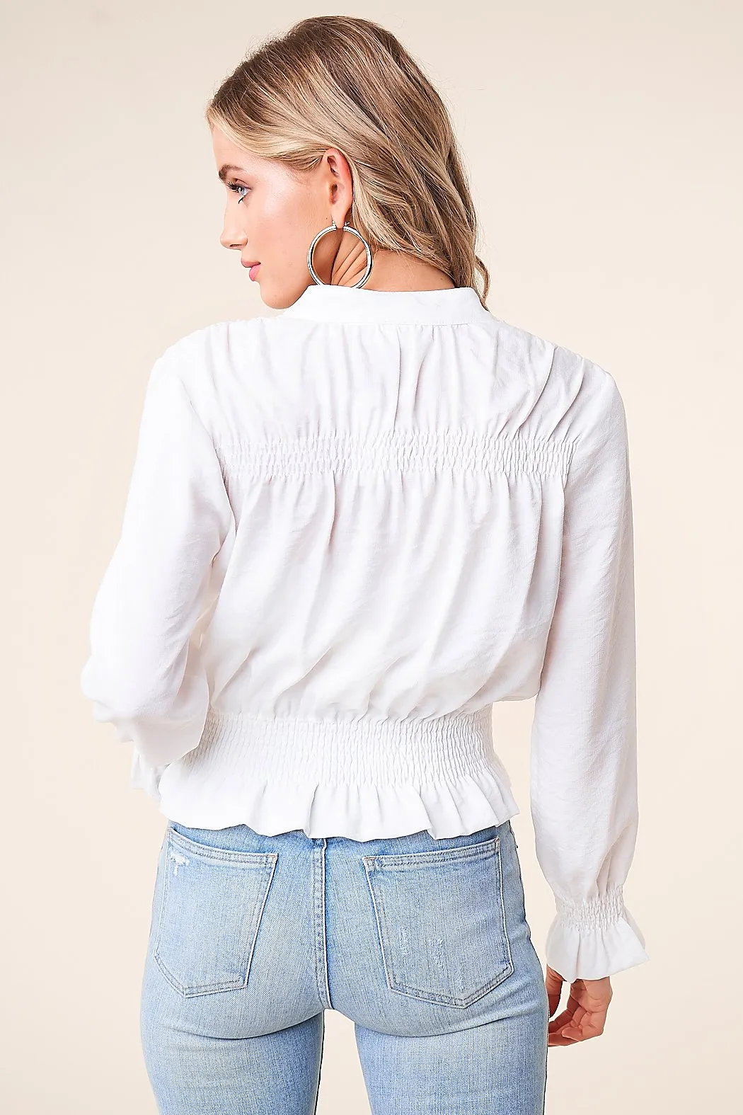 Ahava Smocked Bomber Jacket