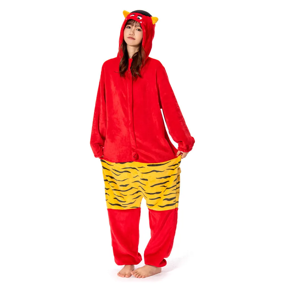 Autumn and winter Red Ogre Cosplay Costume Pajamas Outfits Halloween Carnival Party Suit