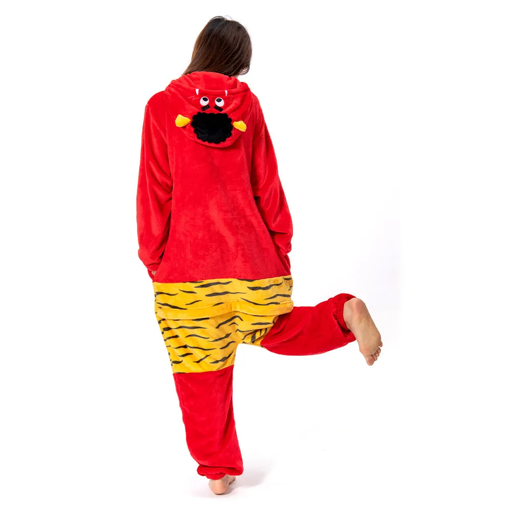 Autumn and winter Red Ogre Cosplay Costume Pajamas Outfits Halloween Carnival Party Suit