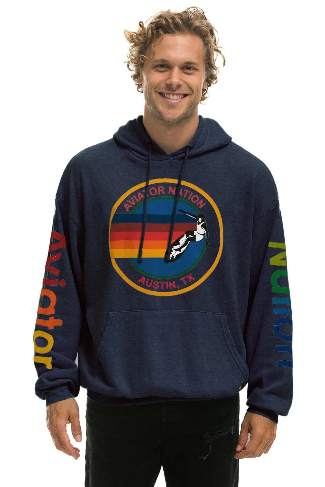 AVIATOR NATION AUSTIN RELAXED PULLOVER HOODIE - NAVY