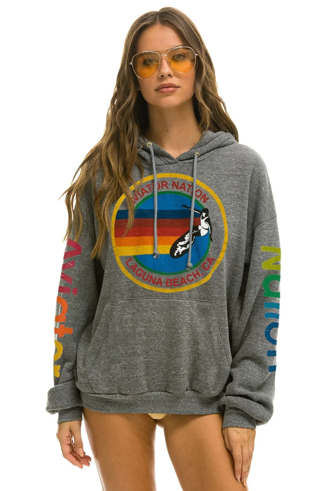 AVIATOR NATION LAGUNA BEACH RELAXED PULLOVER HOODIE - HEATHER GREY