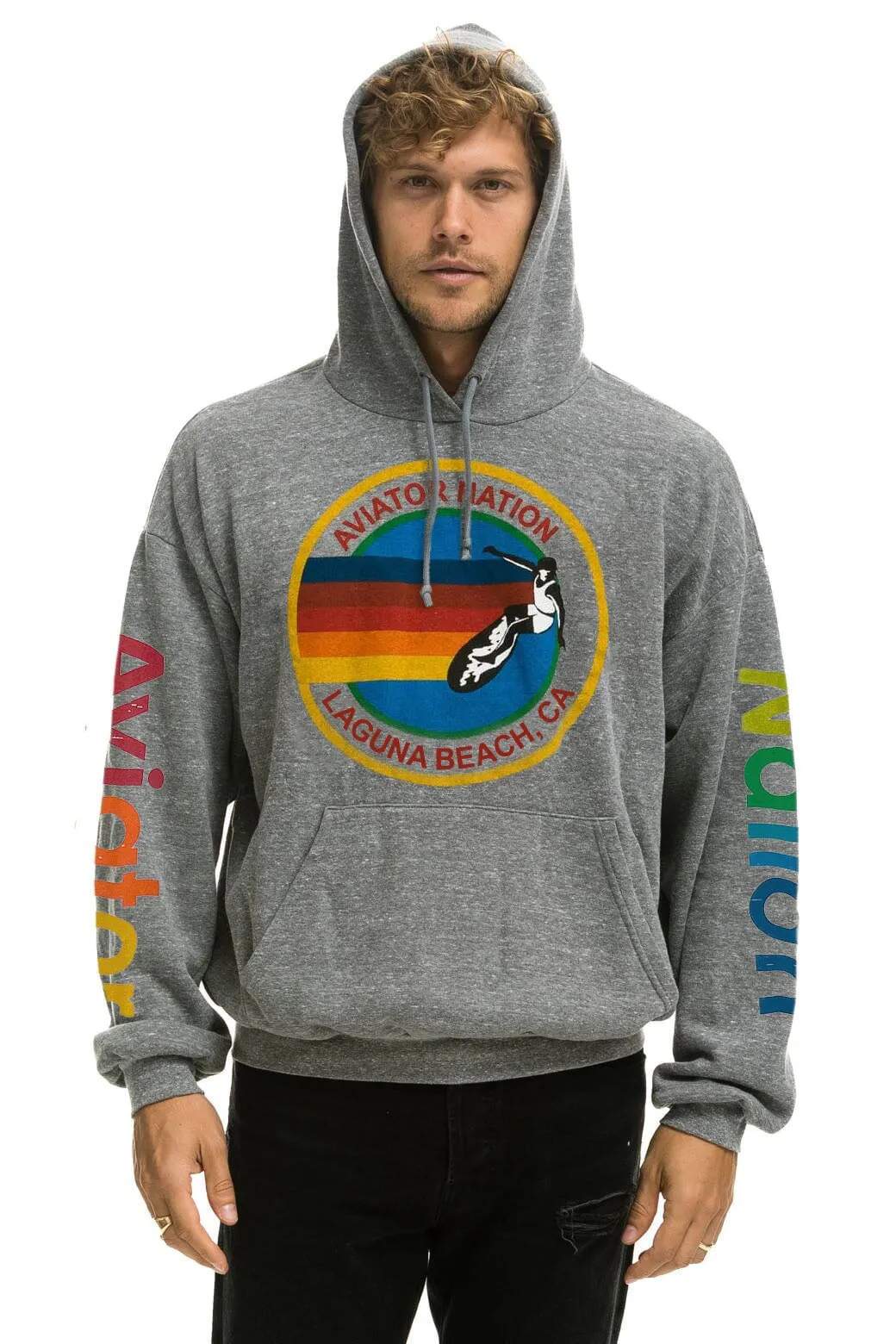 AVIATOR NATION LAGUNA BEACH RELAXED PULLOVER HOODIE - HEATHER GREY