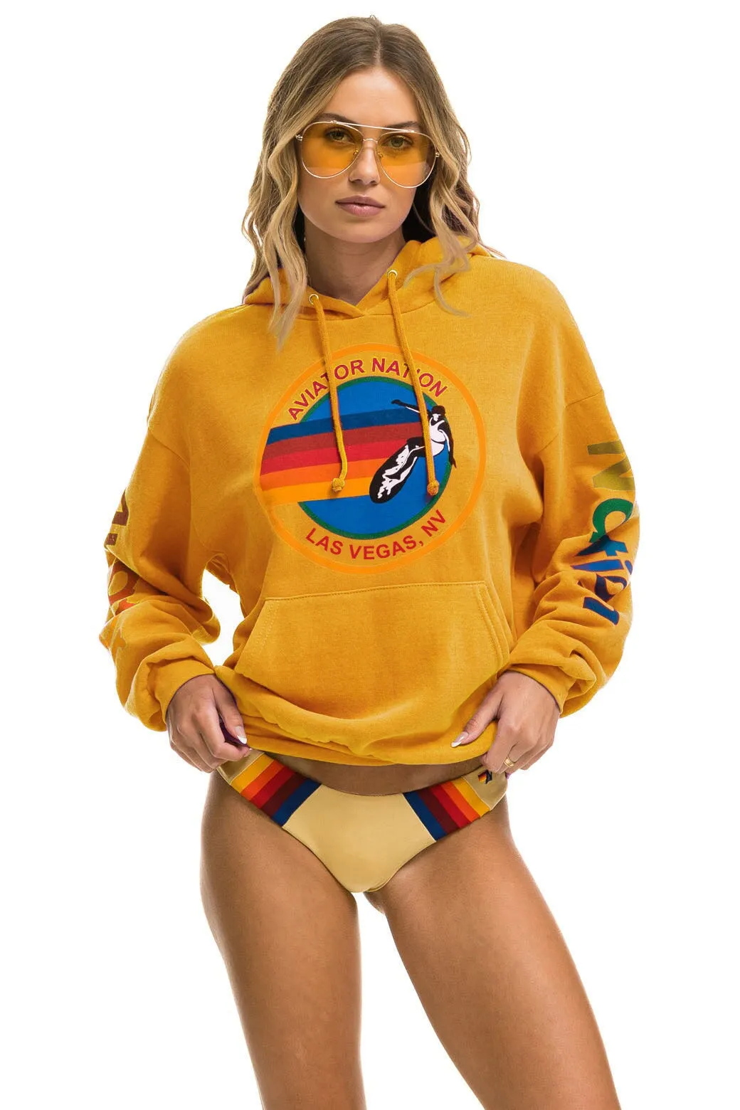 AVIATOR NATION LAS VEGAS RELAXED PULLOVER HOODIE - GOLD