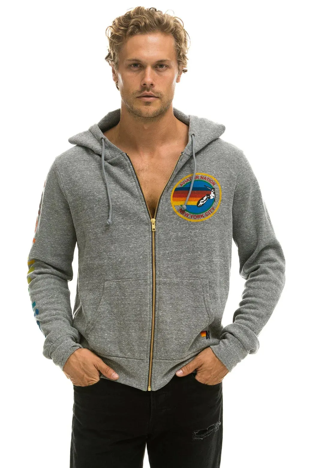 AVIATOR NATION NEW YORK CITY HOODIE - HEATHER GREY