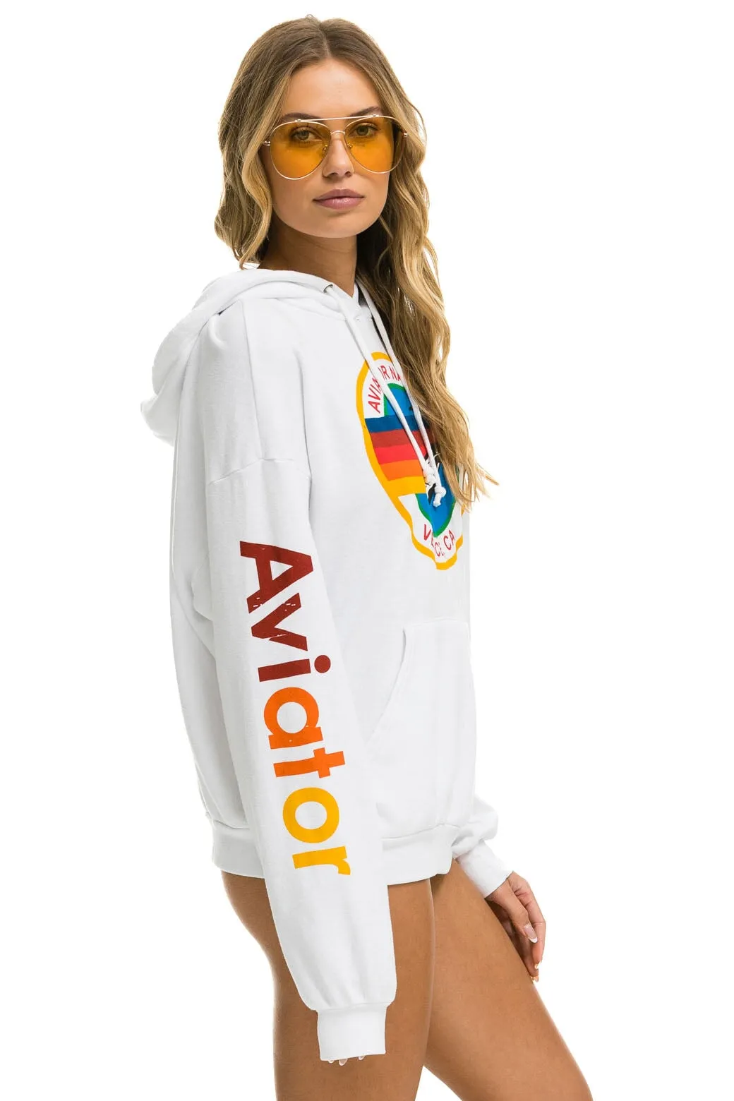 AVIATOR NATION  RELAXED PULLOVER HOODIE - WHITE