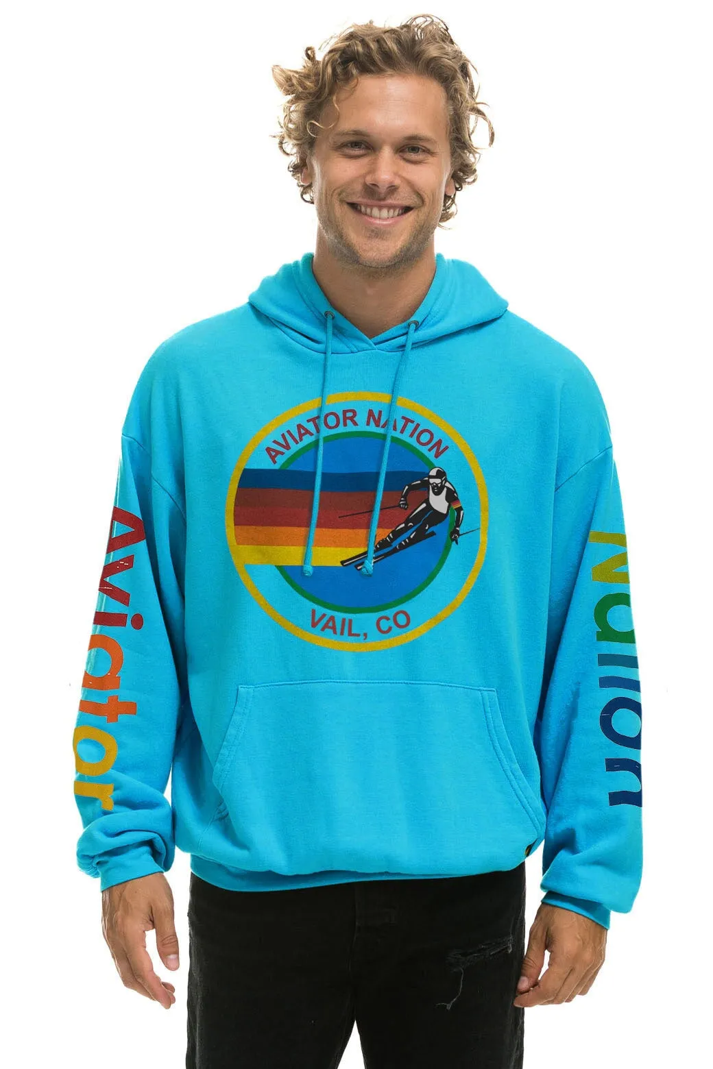 AVIATOR NATION VAIL RELAXED PULLOVER HOODIE - NEON BLUE