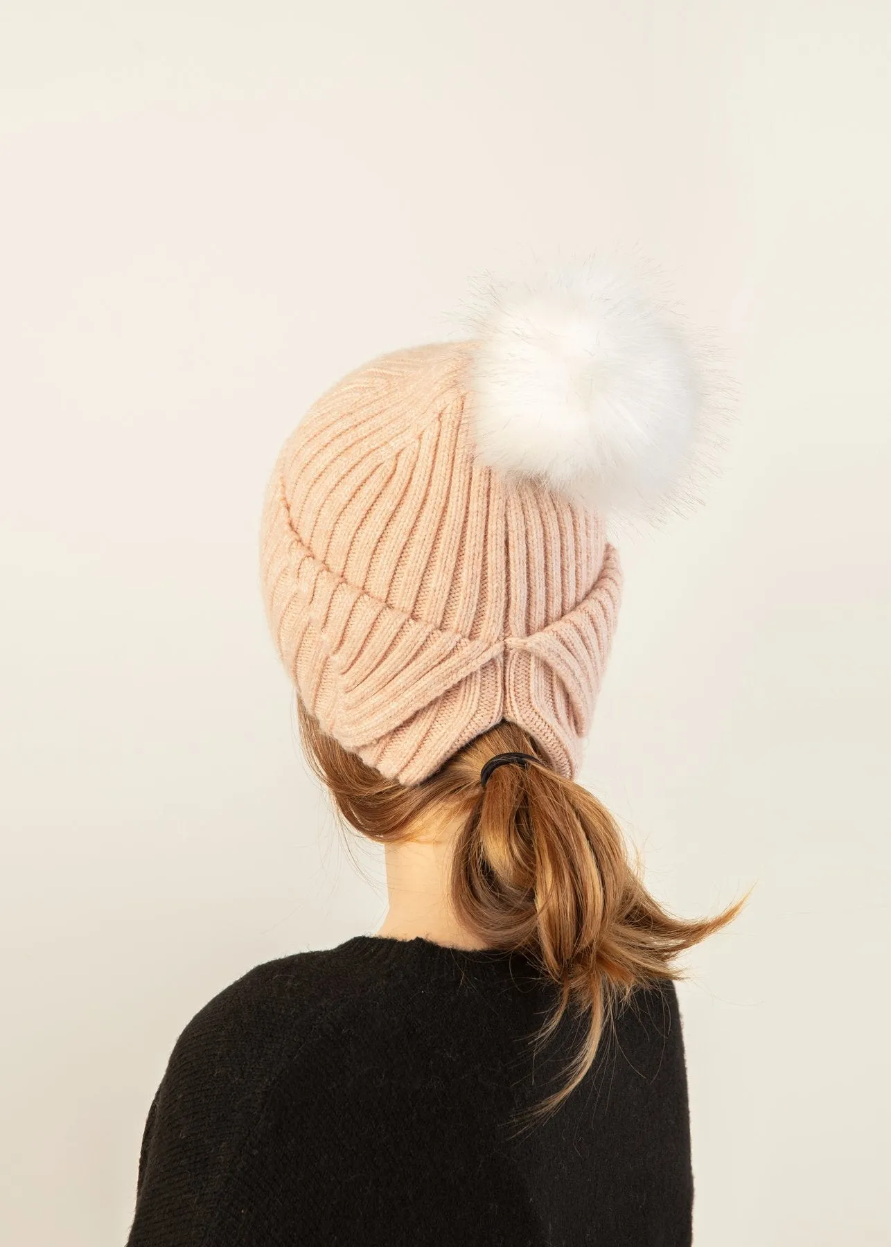 Back Bun/Ponytail Pom Pom Hat - FINAL SALE