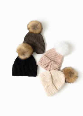 Back Bun/Ponytail Pom Pom Hat - FINAL SALE