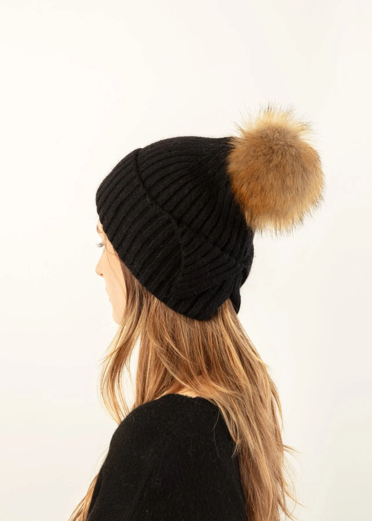 Back Bun/Ponytail Pom Pom Hat - FINAL SALE