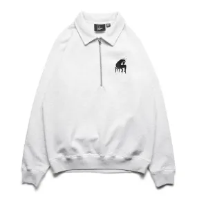 BACKWARDS HALF ZIP POLO SWEATSHIRT