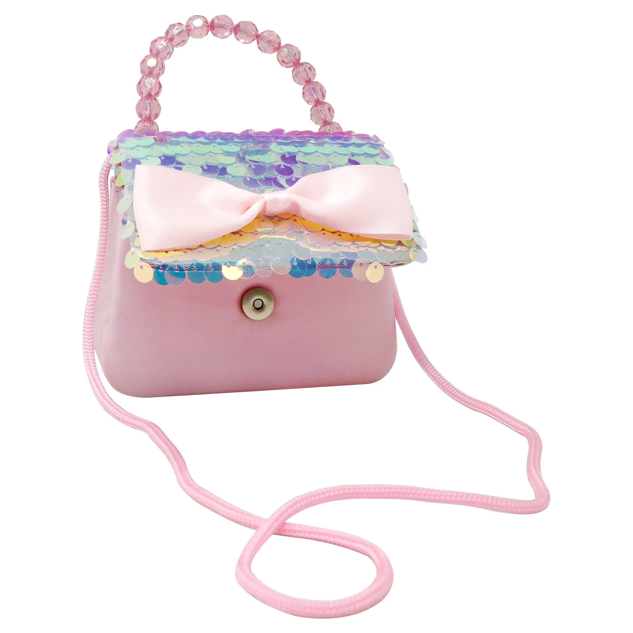 Ballet Bow Sequin Pink Hard Handbag