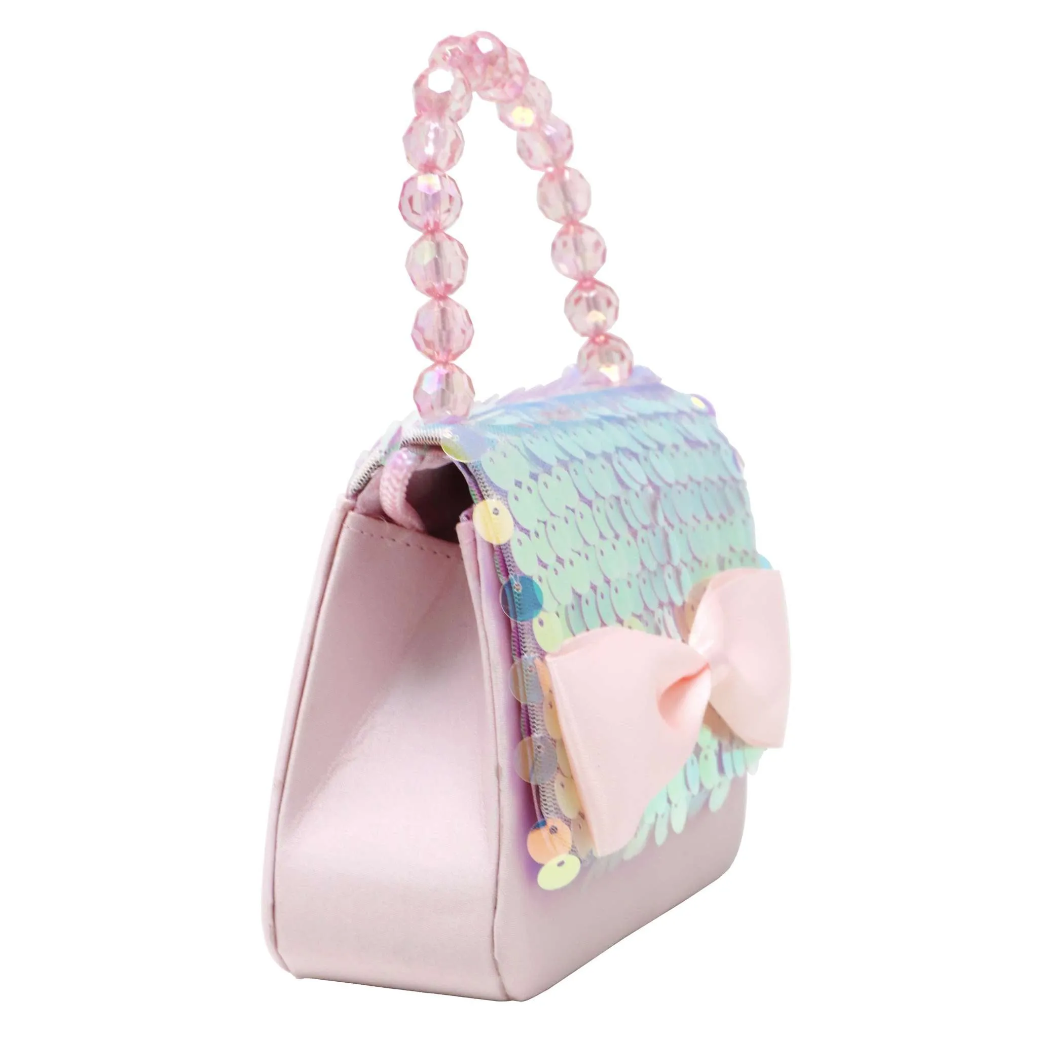 Ballet Bow Sequin Pink Hard Handbag