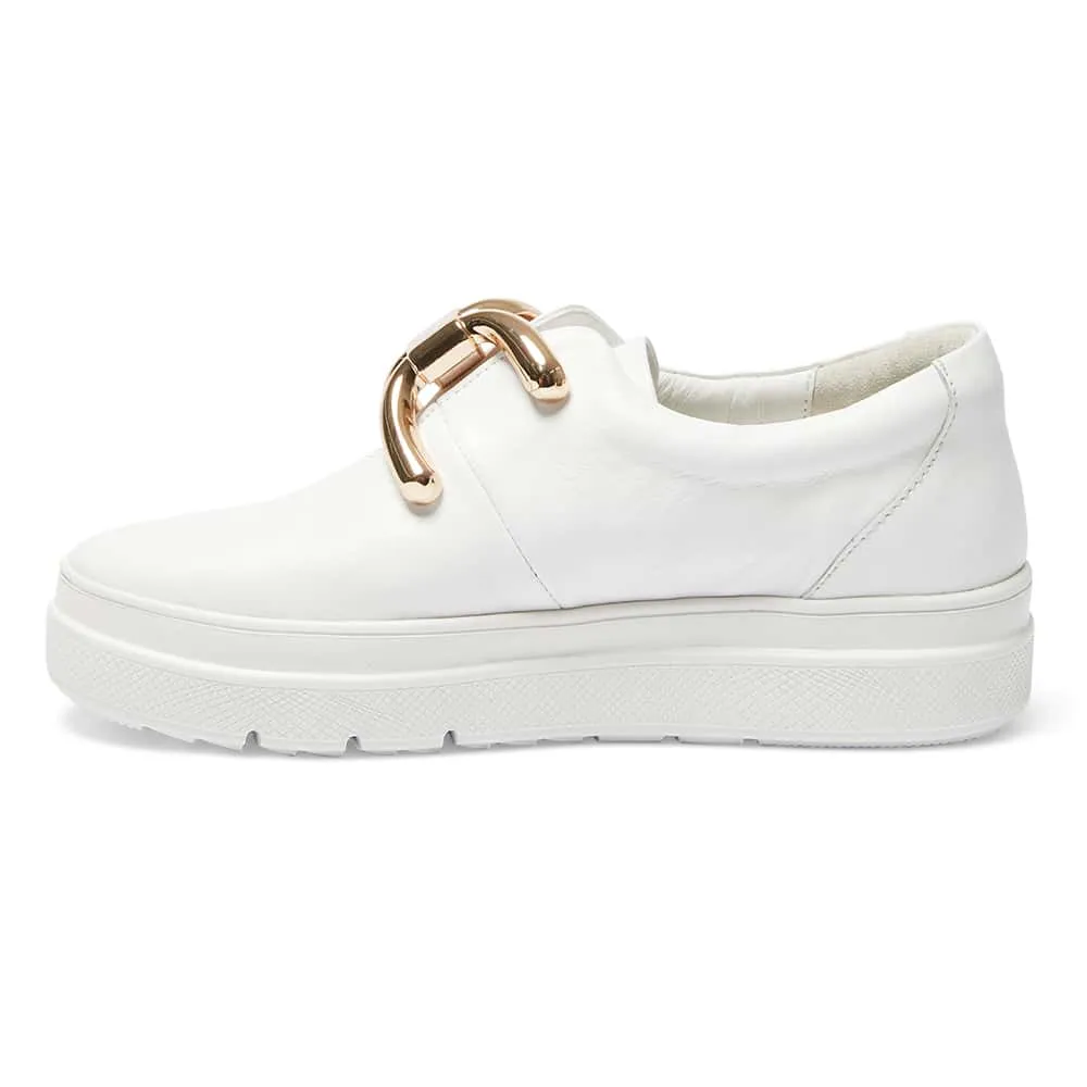 Banjo Sneaker in White And Gold Leather