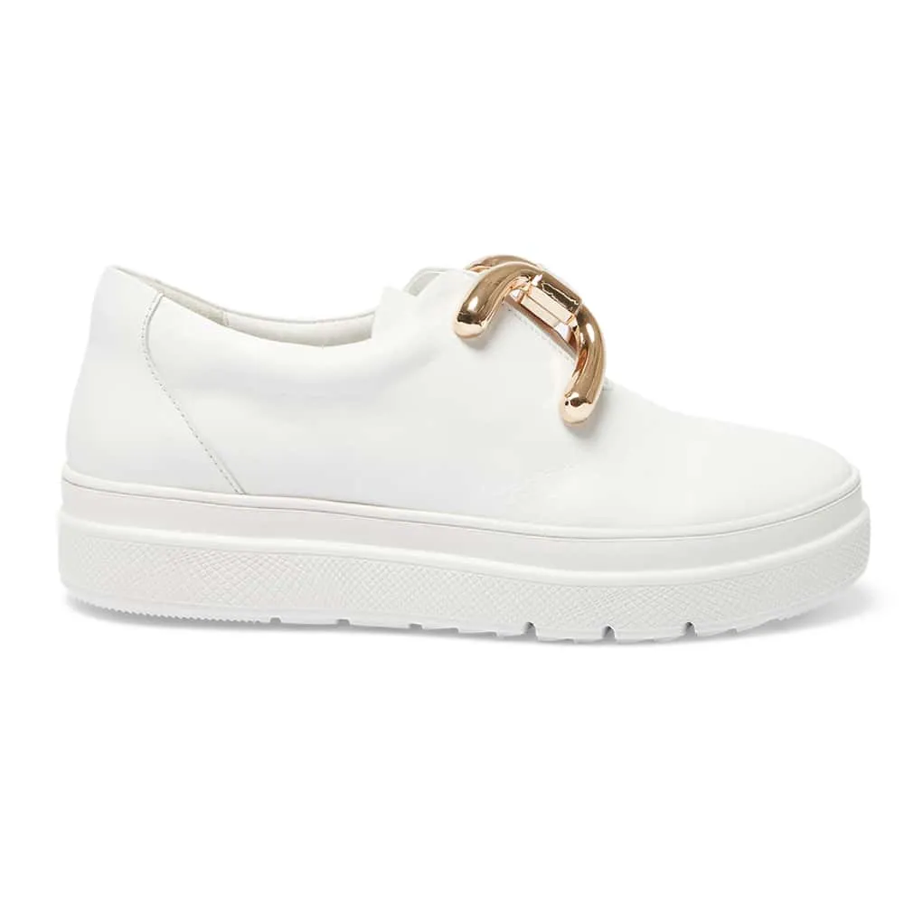 Banjo Sneaker in White And Gold Leather