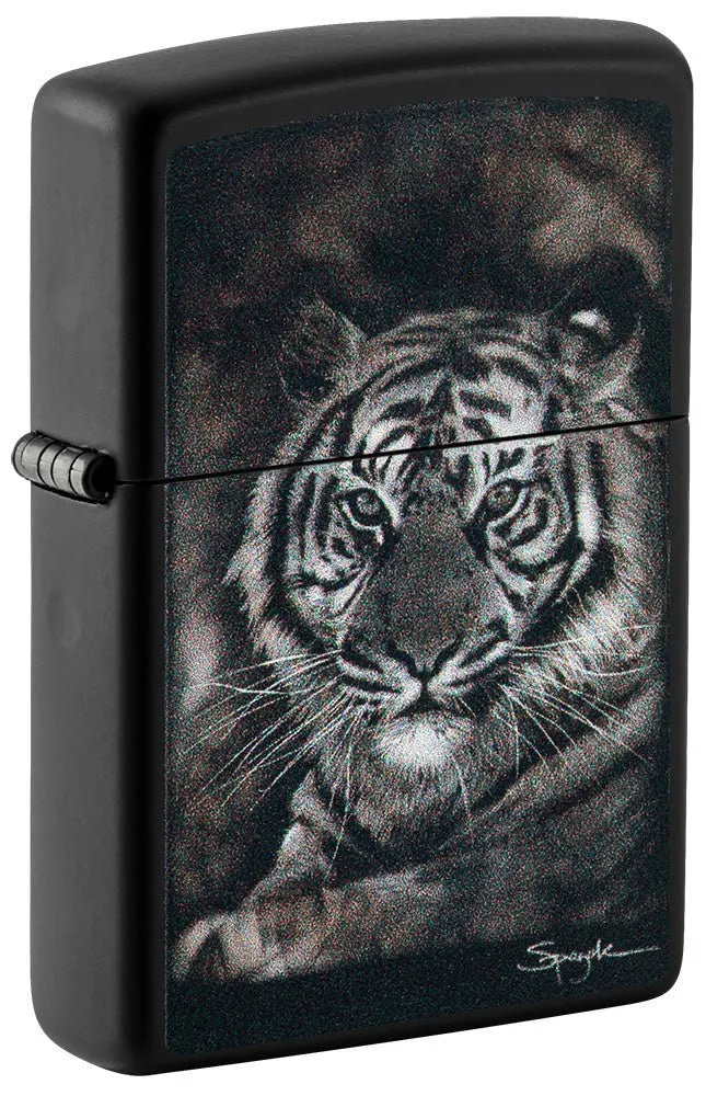 Black Matte Lighter w/ Spazuk Tiger Design (fuel NOT included)