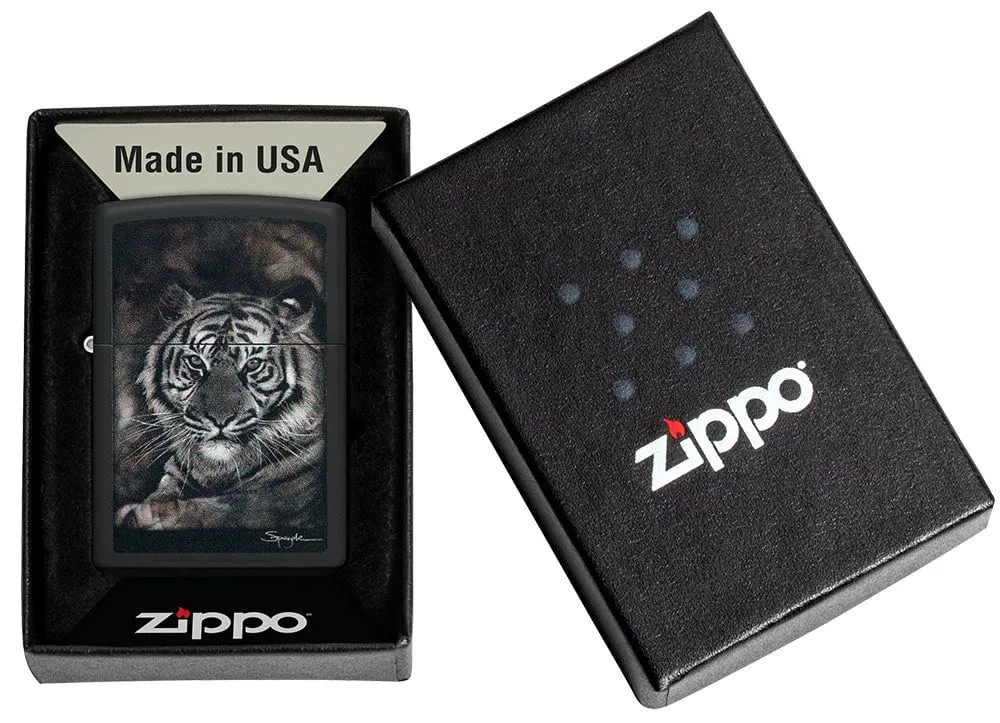 Black Matte Lighter w/ Spazuk Tiger Design (fuel NOT included)