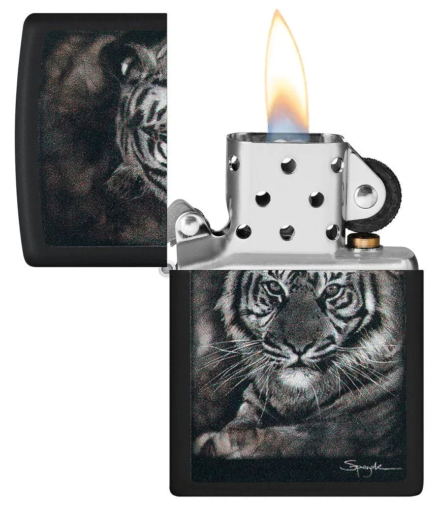 Black Matte Lighter w/ Spazuk Tiger Design (fuel NOT included)