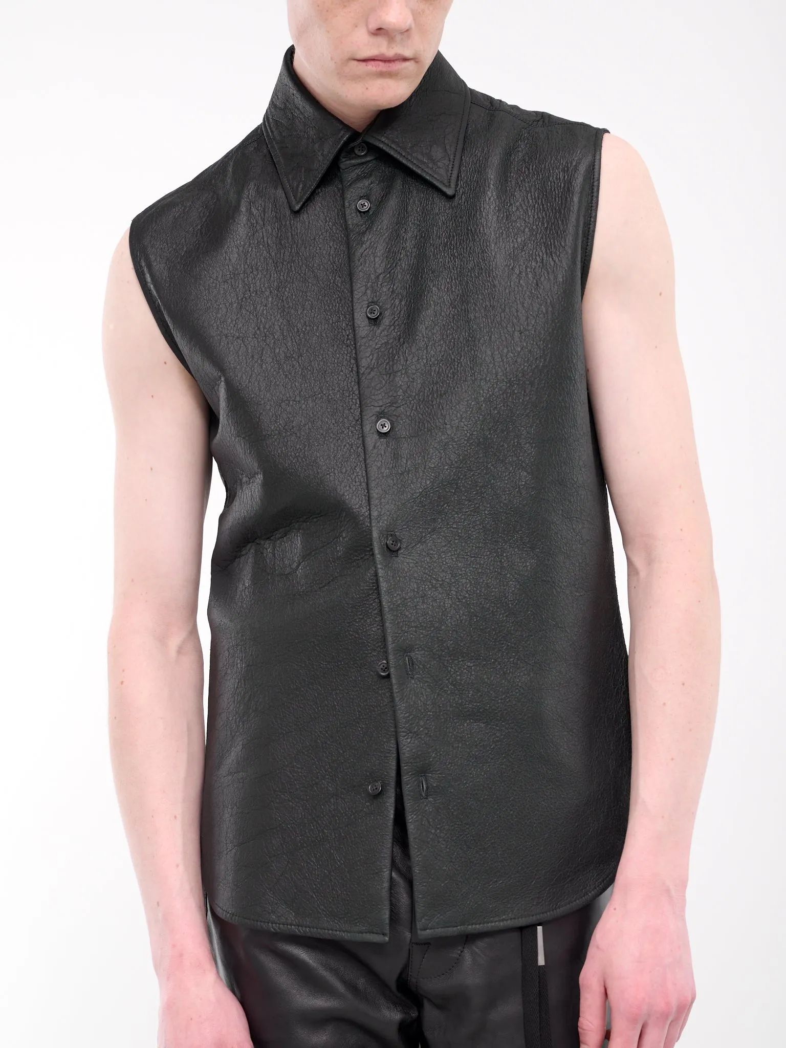 Boldewijn Leather Sleeveless Shirt (B0011756-LT126-BLACK)