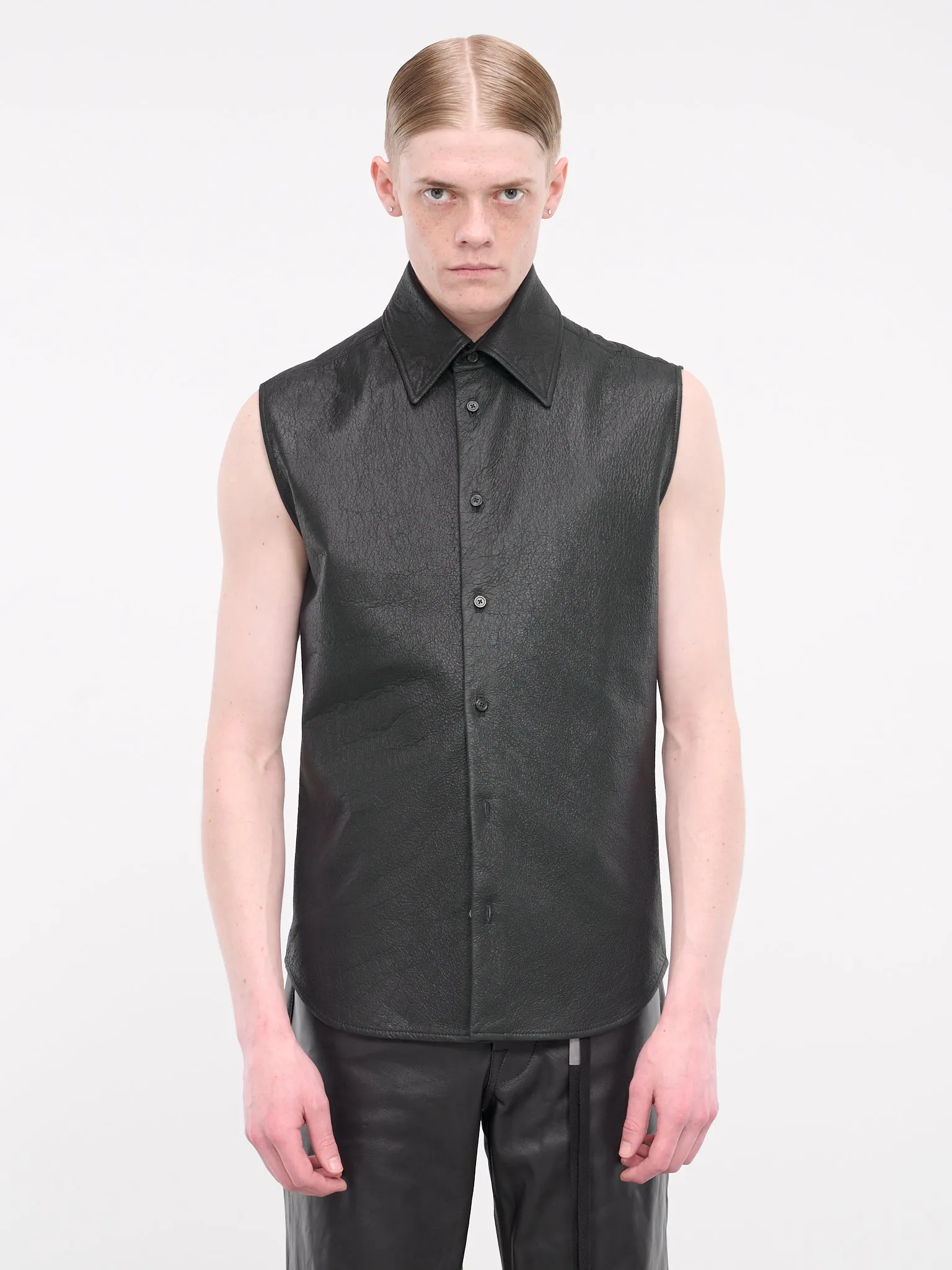 Boldewijn Leather Sleeveless Shirt (B0011756-LT126-BLACK)