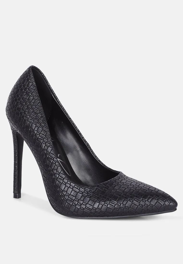 Brinkles Weave Pattern High Heel Pumps