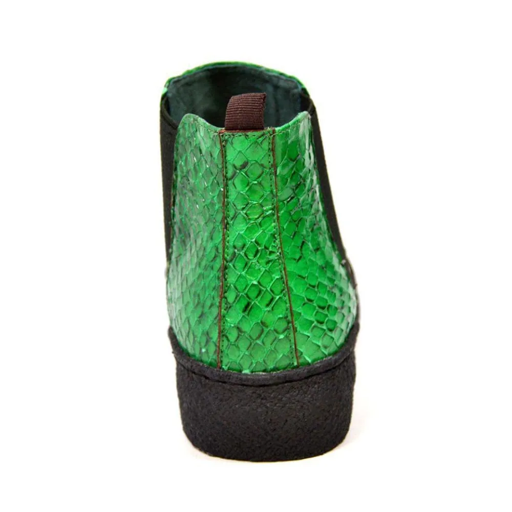 British Walkers Soho Men's Green Snake Skin Leather Custom Made Boots