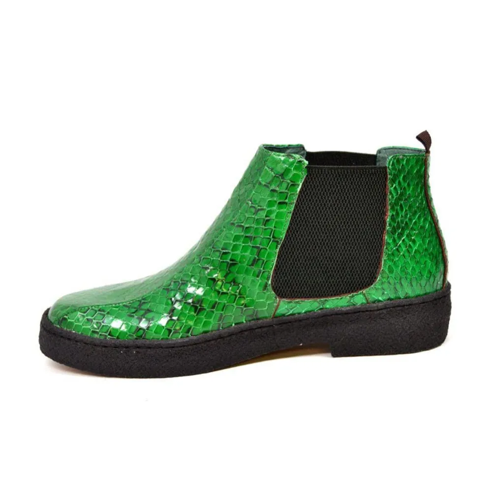 British Walkers Soho Men's Green Snake Skin Leather Custom Made Boots