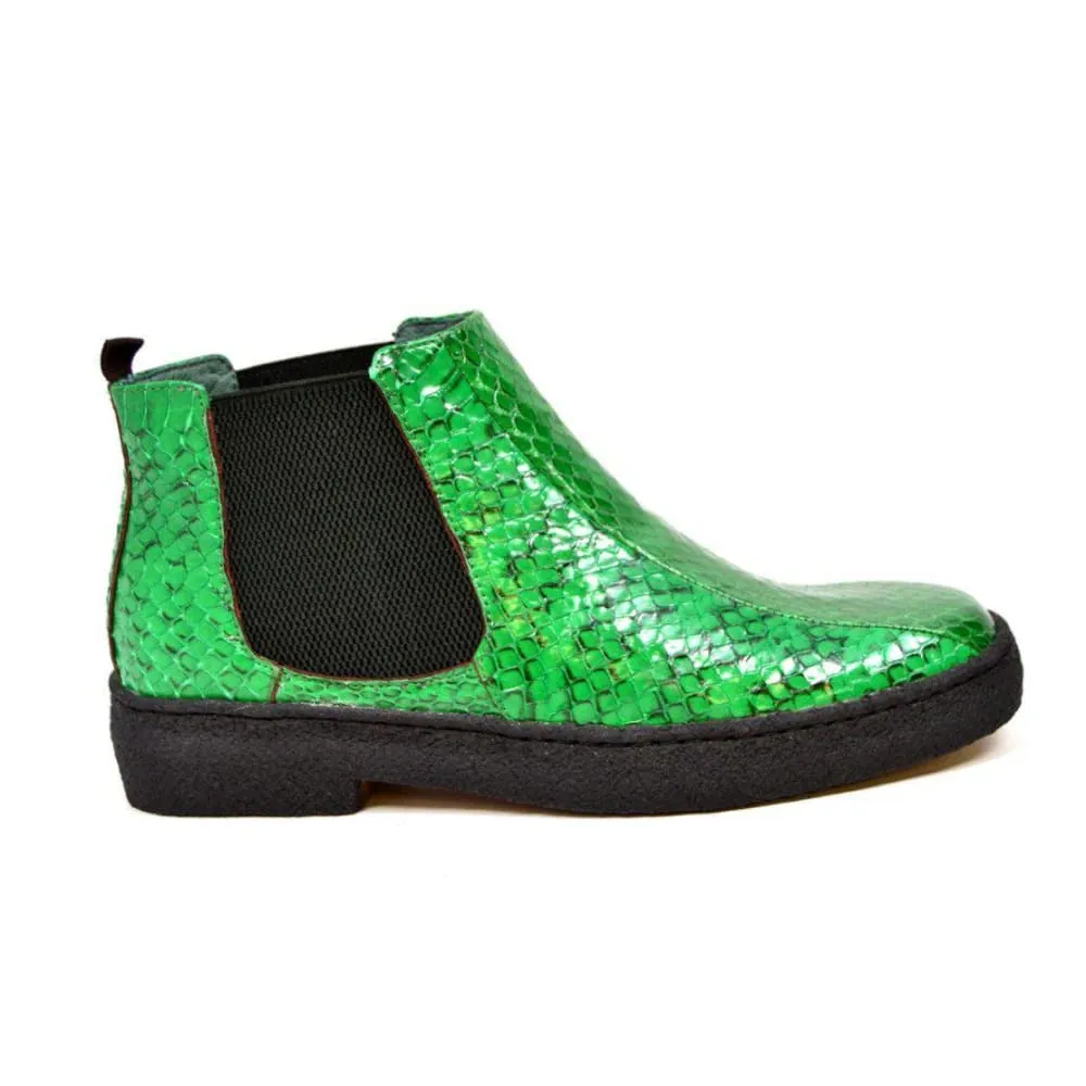 British Walkers Soho Men's Green Snake Skin Leather Custom Made Boots