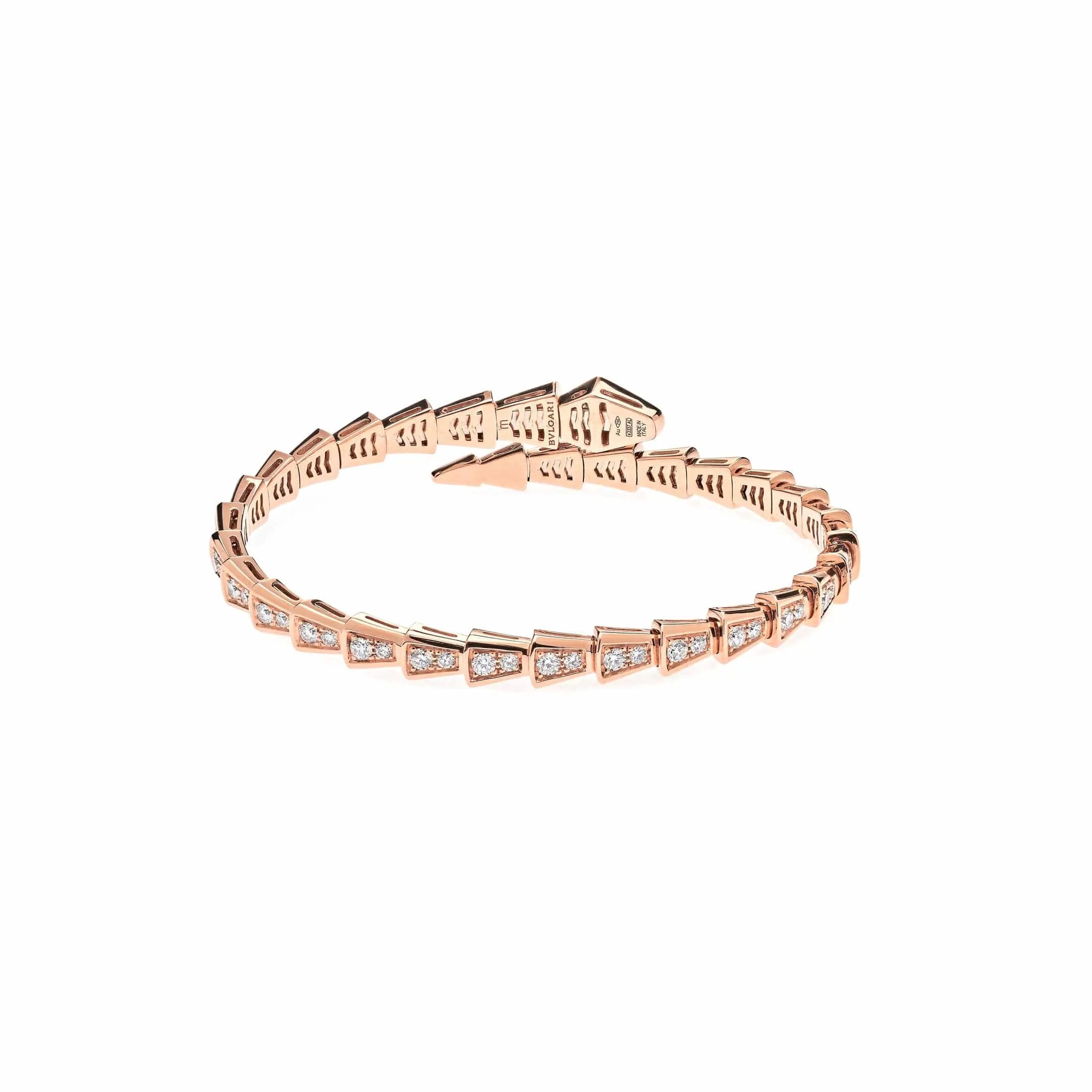 BVLGARI Serpenti Viper Thin Bracelet Rose Gold Full Pavé Diamonds 353793