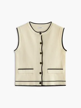 Casual Contrast Trim Sweater Vest