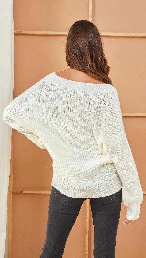 Charli Petra V Neck Sweater in Ivory