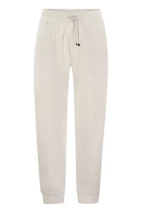 COTTON FLEECE TROUSERS WITH CRêTE AND ELASTICATED HEM