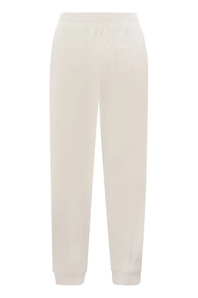 COTTON FLEECE TROUSERS WITH CRêTE AND ELASTICATED HEM