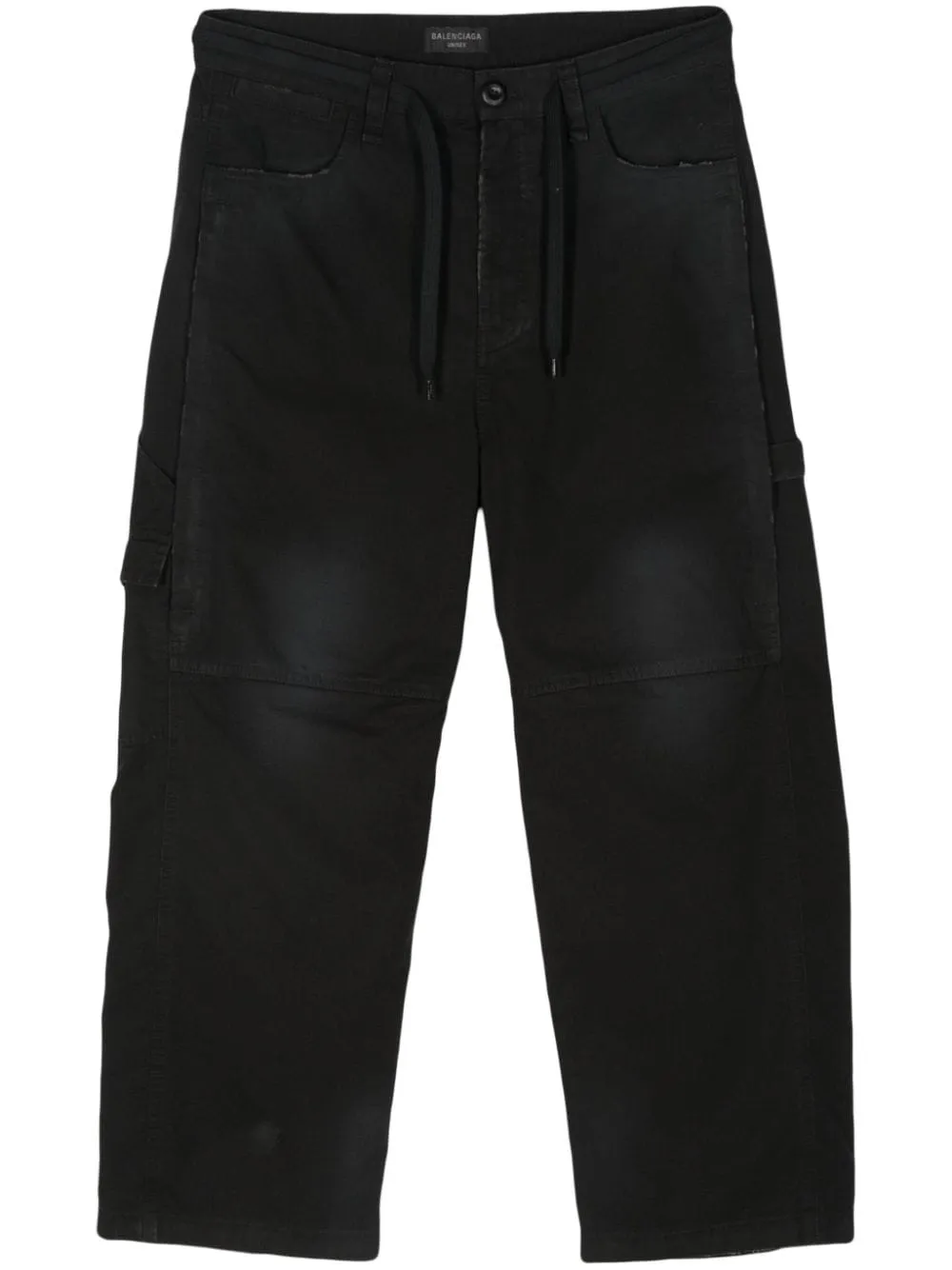 COTTON RIPSTOP TEXTURE DRAWSTRING WAIST BELT PANTS