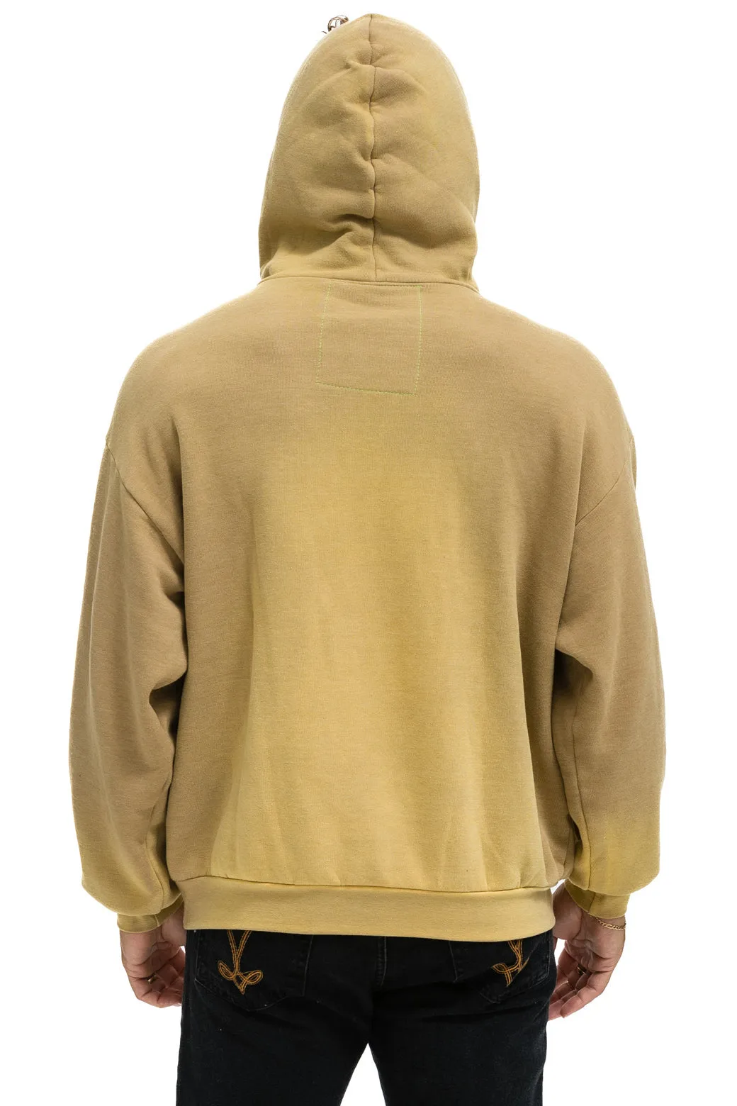 CROSS STRIPE RELAXED PULLOVER HOODIE - FADED TAN