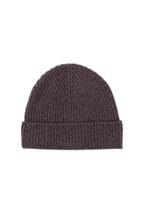 Dark Russet Marl Ribbed Cashmere Beanie