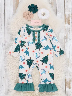 Dinosaurs & Evergreens Ruffle Romper