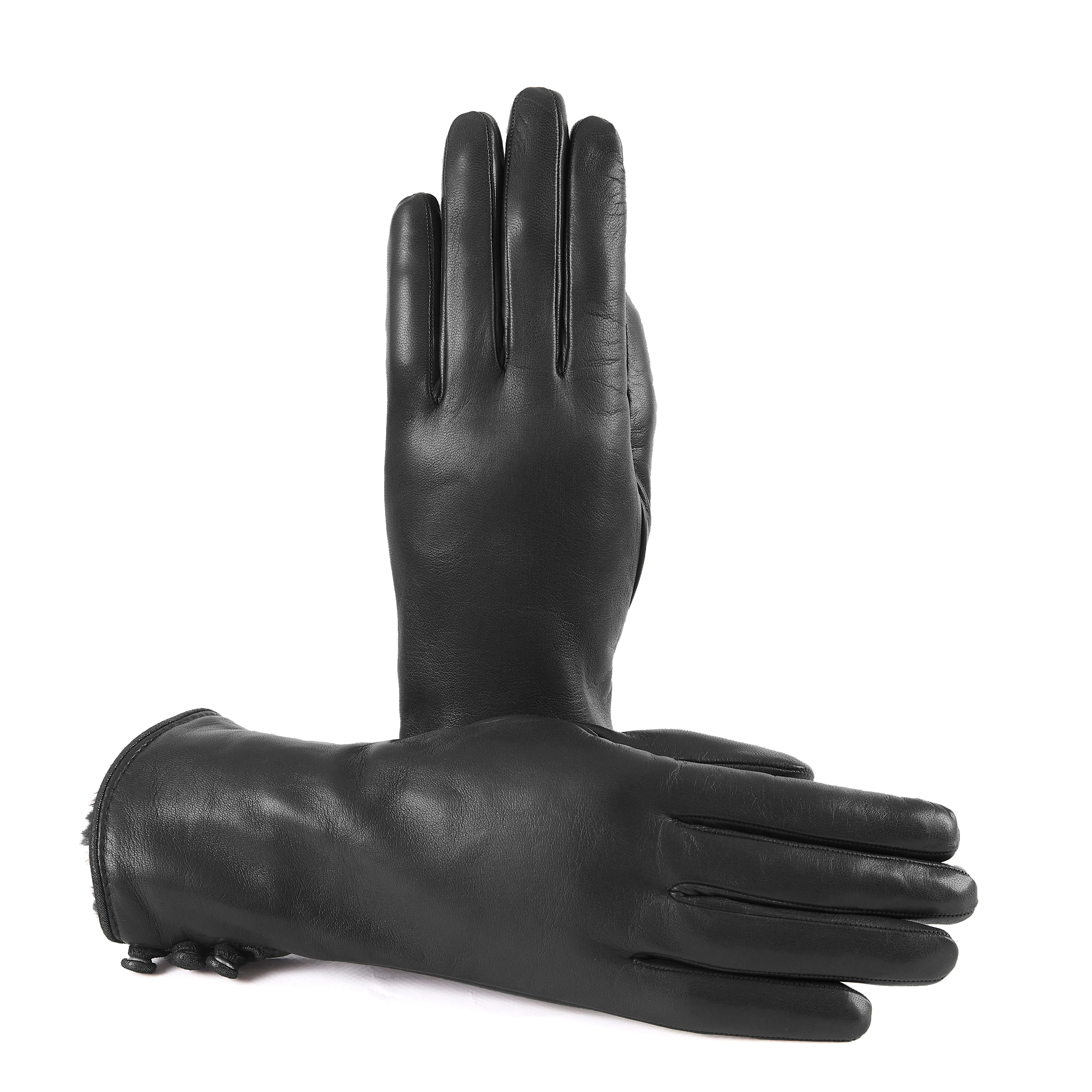 Gala Gloves Black Nappa Gloves With Metallic Edge