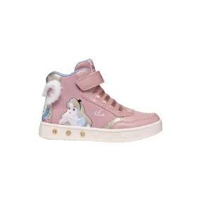 Geox scarpa sneakers alta da bambina con luci Skylin J468WG rosa chiaro-platino