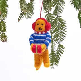 Gift Giving Bear Felt Ornament