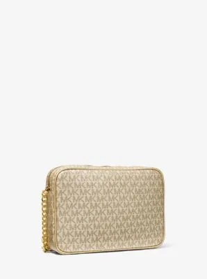 Jet Set Large Metallic Logo Crossbody Bag