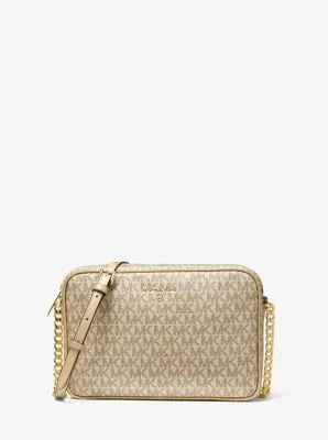 Jet Set Large Metallic Logo Crossbody Bag