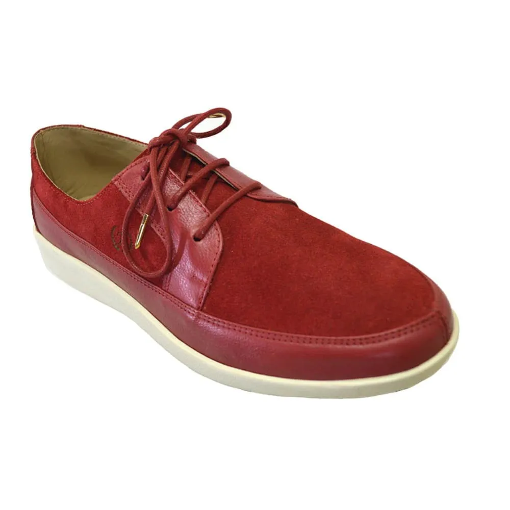 Johnny Famous Bally Style Park West Men's Red Leather and Suede Low Tops