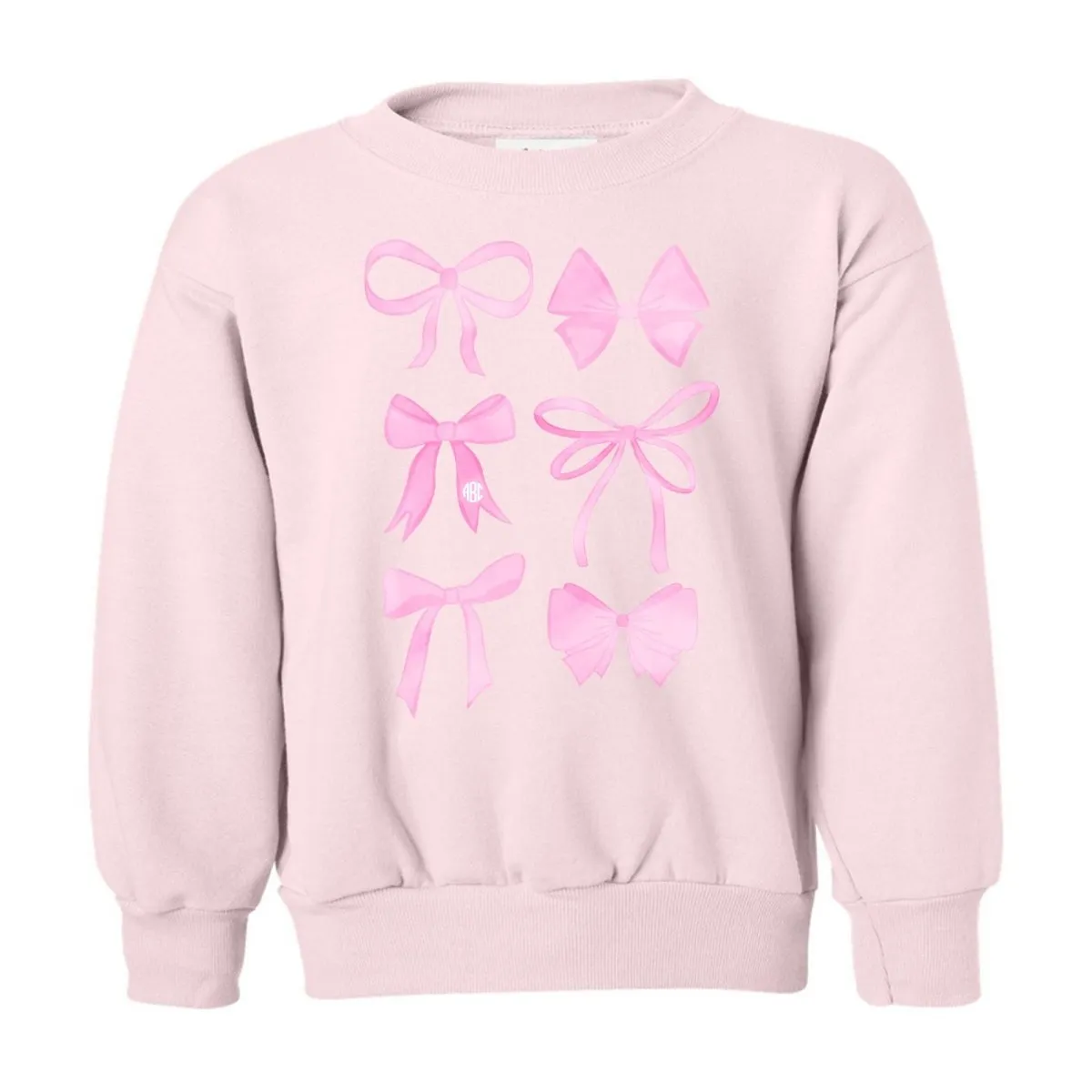 Kids Monogrammed 'Watercolor Bows' Crewneck Sweatshirt