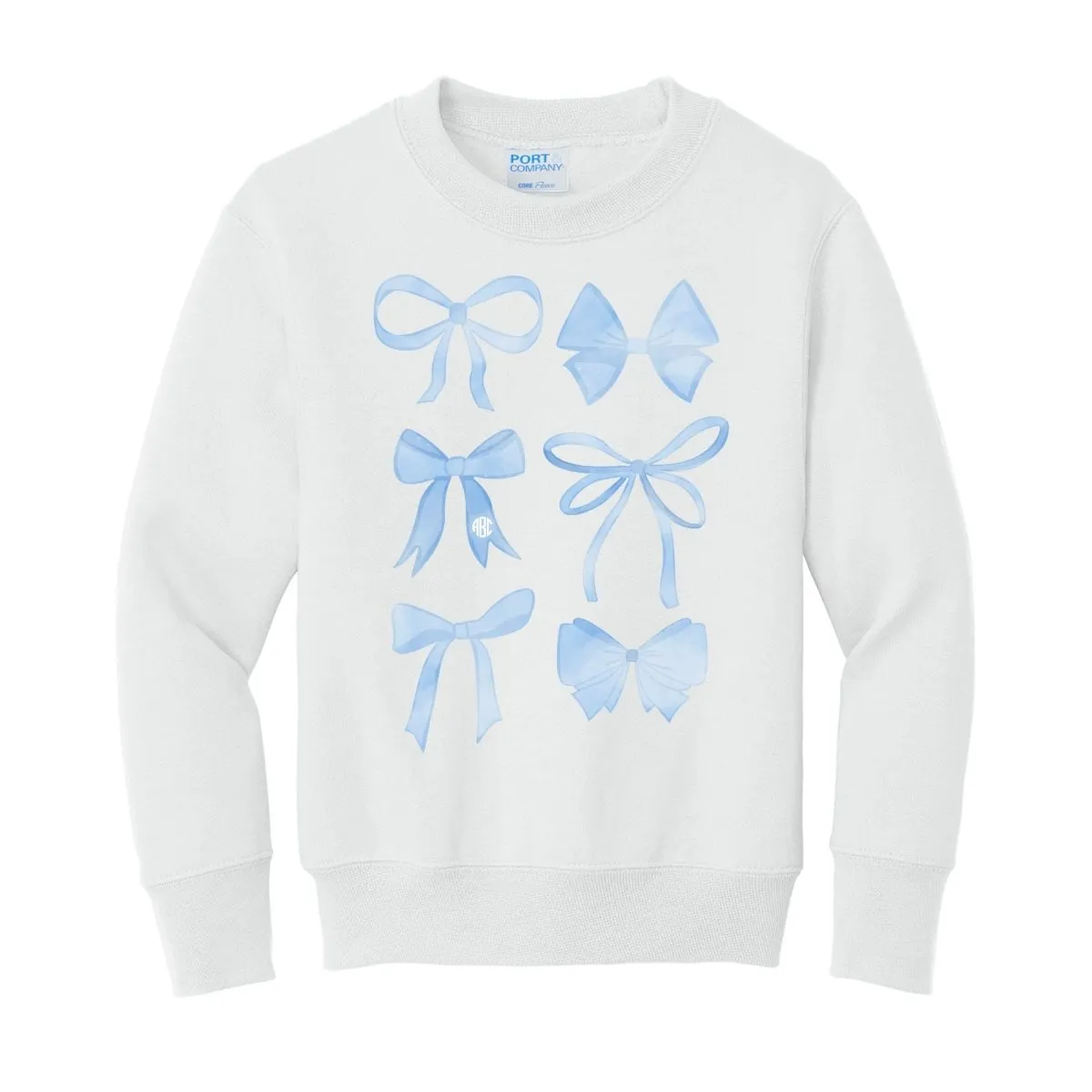 Kids Monogrammed 'Watercolor Bows' Crewneck Sweatshirt