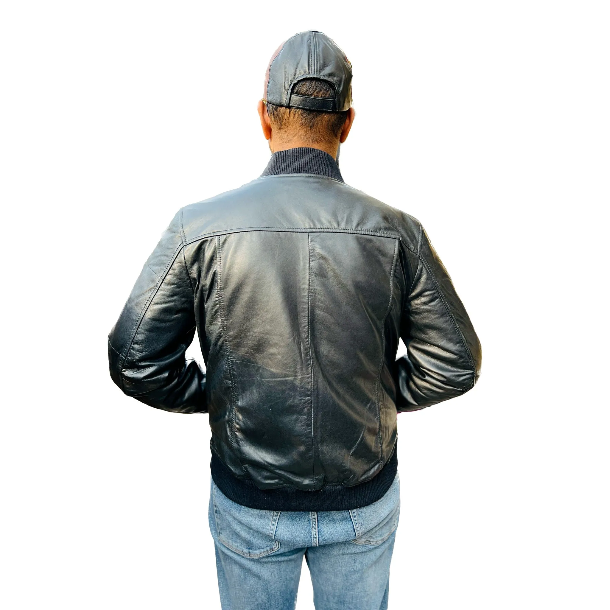 Lambskin Leather Bomber Jacket 4M