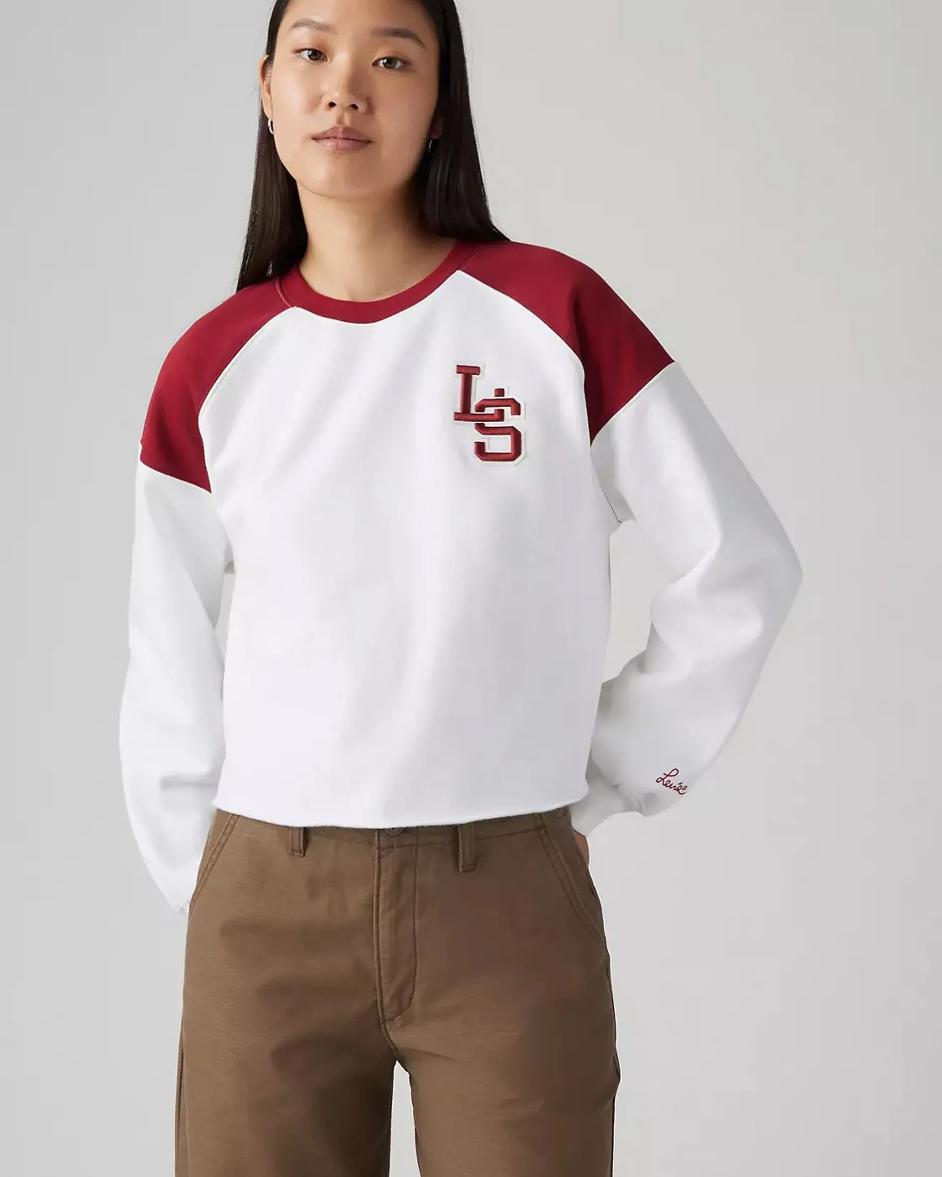 Levi's Womens Graphic Campout Crew Sweat - Bright White / Sundried Tomato