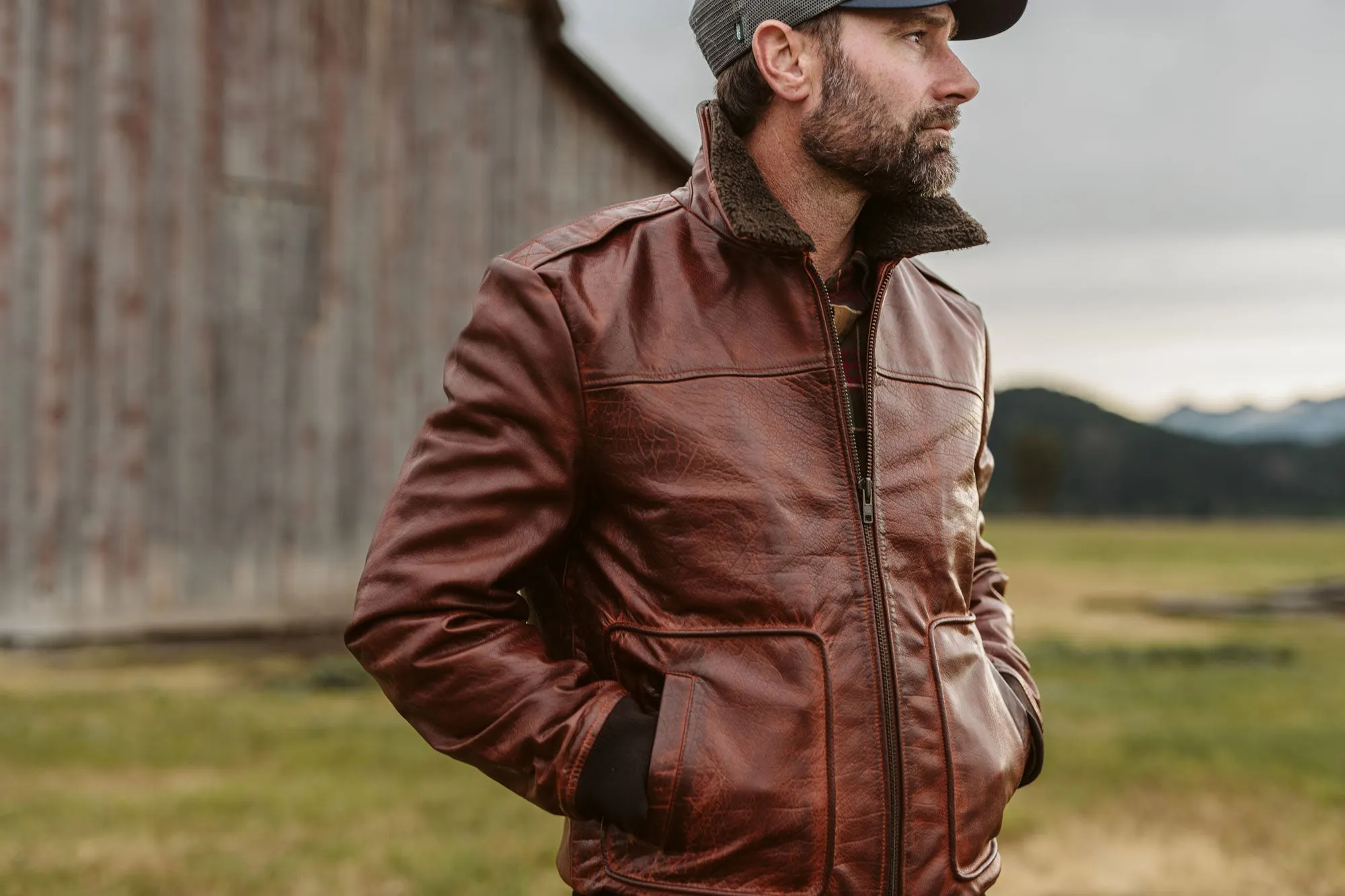 Limited Maverick Leather Bomber Jacket | Buffalo Grain Brown